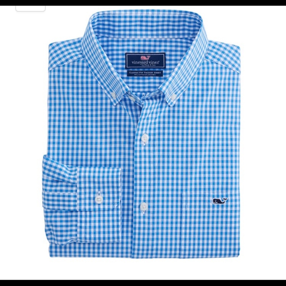 🐋 Blue Gingham Vineyard Vines Button Down 🐋